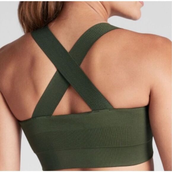 Athleta serene sports bra seamless wide straps light support Tuscan olive medium - Picture 2 of 6